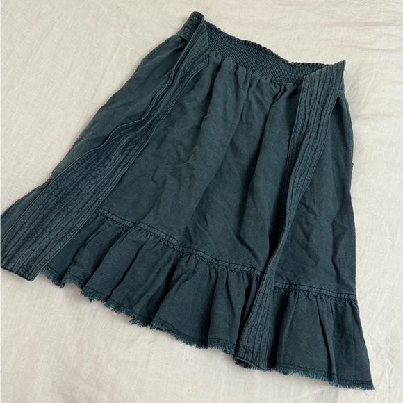 ANTHROPOLOGIE Pilcro Amora Ruffled Mini Skirt In Teal Blue Size XS Beach Coast - Picture 4 of 16